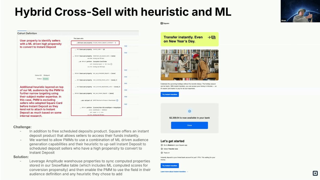 Hybrid cross-sell with heuristic and ML cohorting