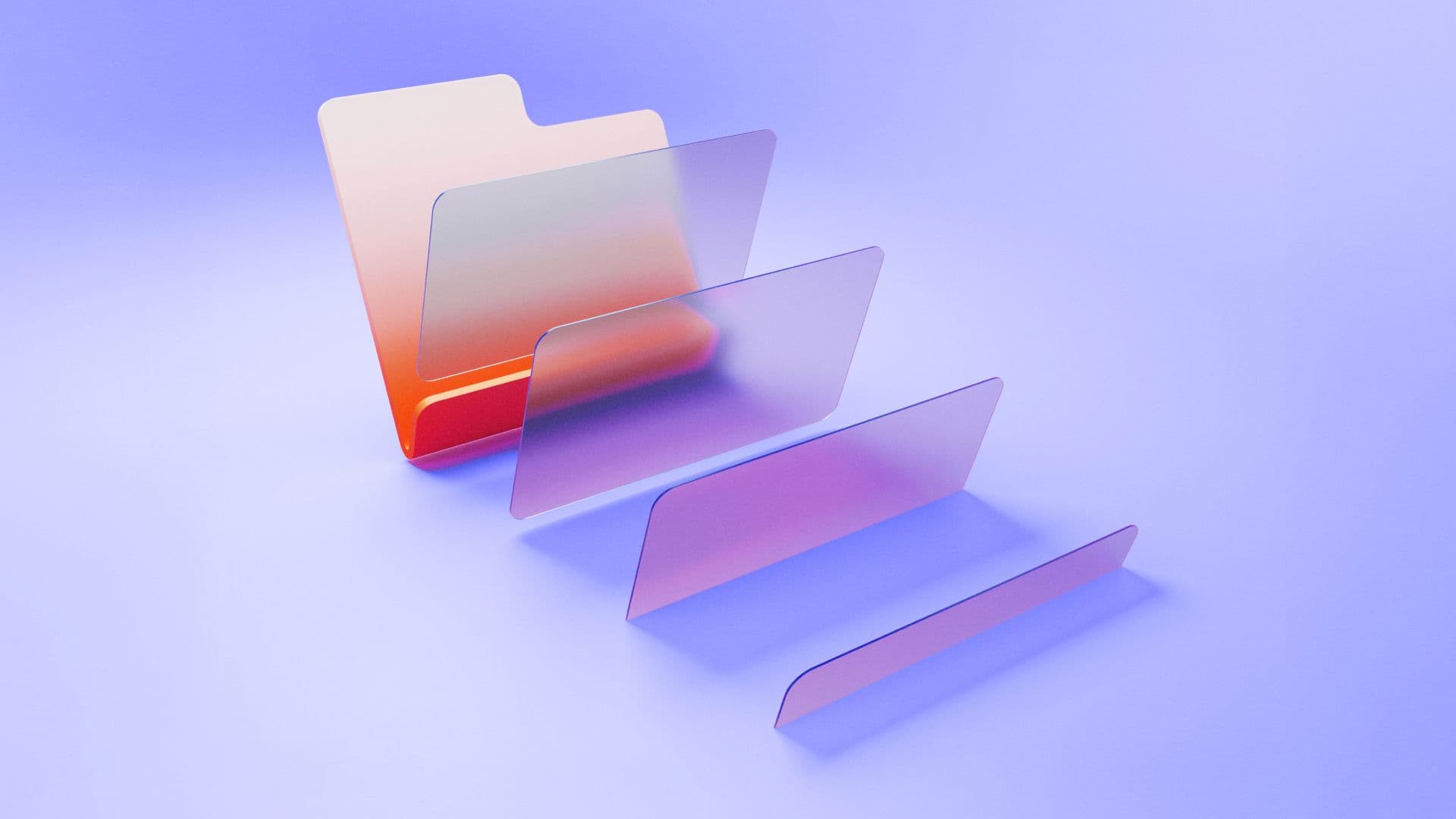 A colorful folder expands into panes of glass in motion