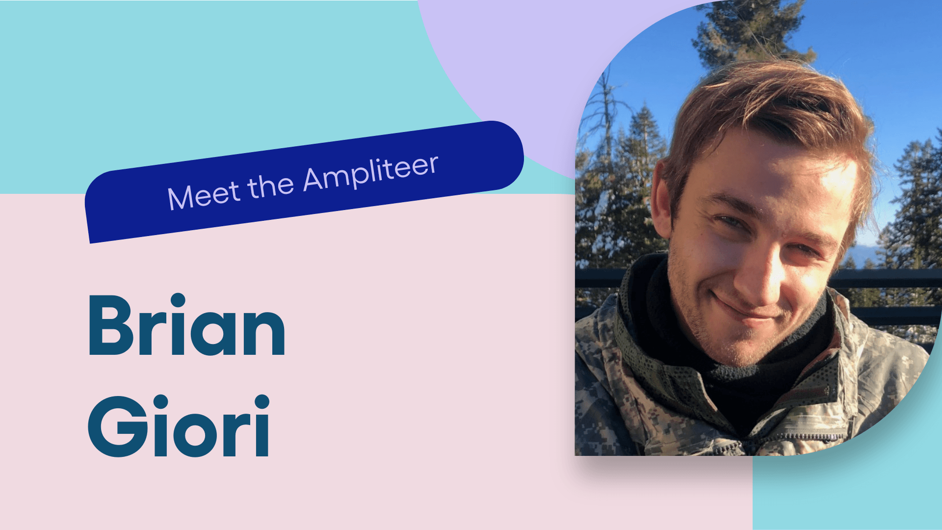 Headshot of Brian over a pastel mosaic