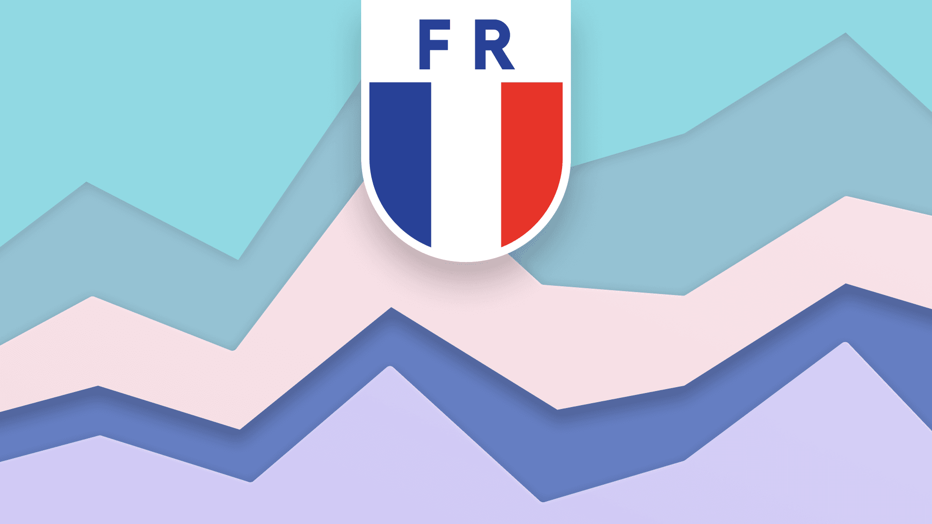 France flag surrounded by line charts indicating survey responses.